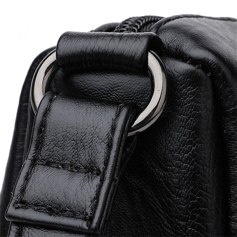 Large Classical Crossbody Leather Bag - Camel Brown