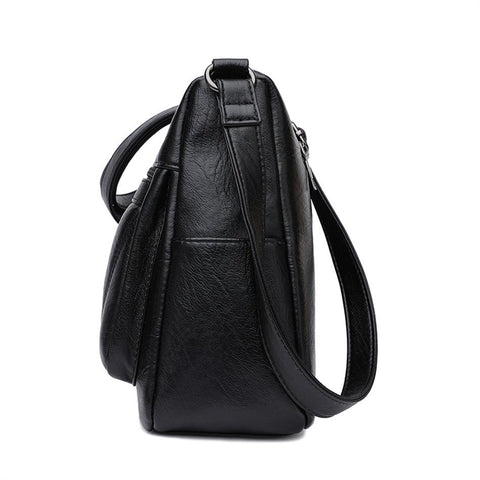 Large Classical Crossbody Leather Bag - Camel Brown