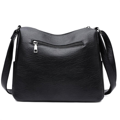 Large Classical Crossbody Leather Bag - Camel Brown