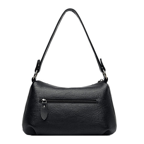 Meduim Casual Leather Handbag - Camel Brown