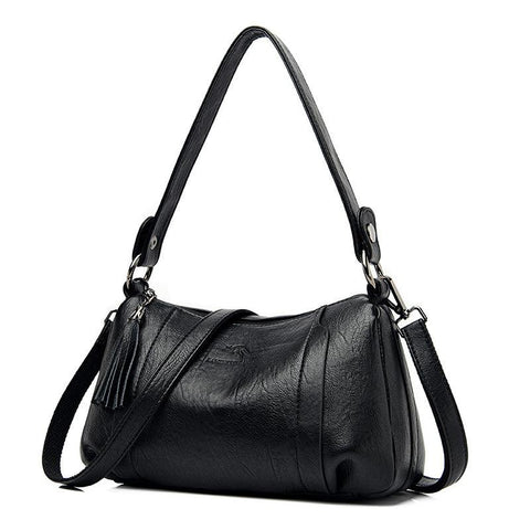Meduim Casual Leather Handbag - Camel Brown