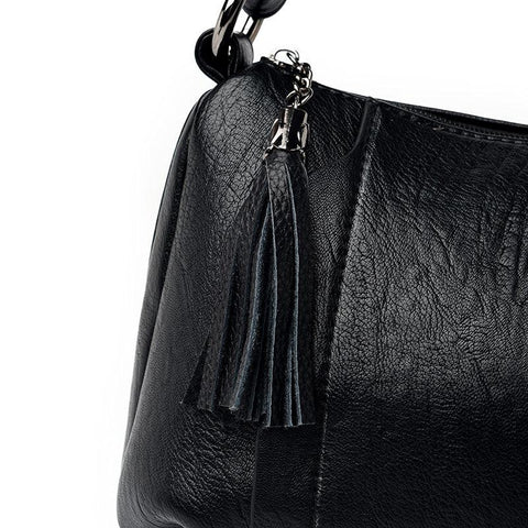 Meduim Casual Leather Handbag - Camel Brown