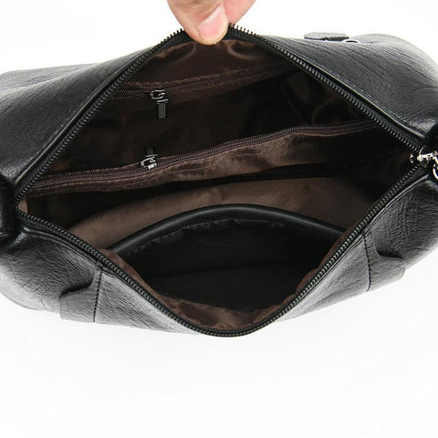 Meduim Casual Leather Handbag - Camel Brown