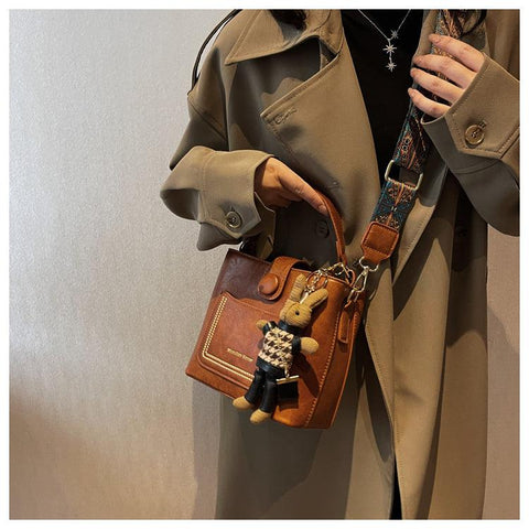 Large Tote Leather Bag - Red Brown