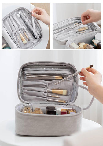 Medium Waterproof Makeup Storage Bag - Grey