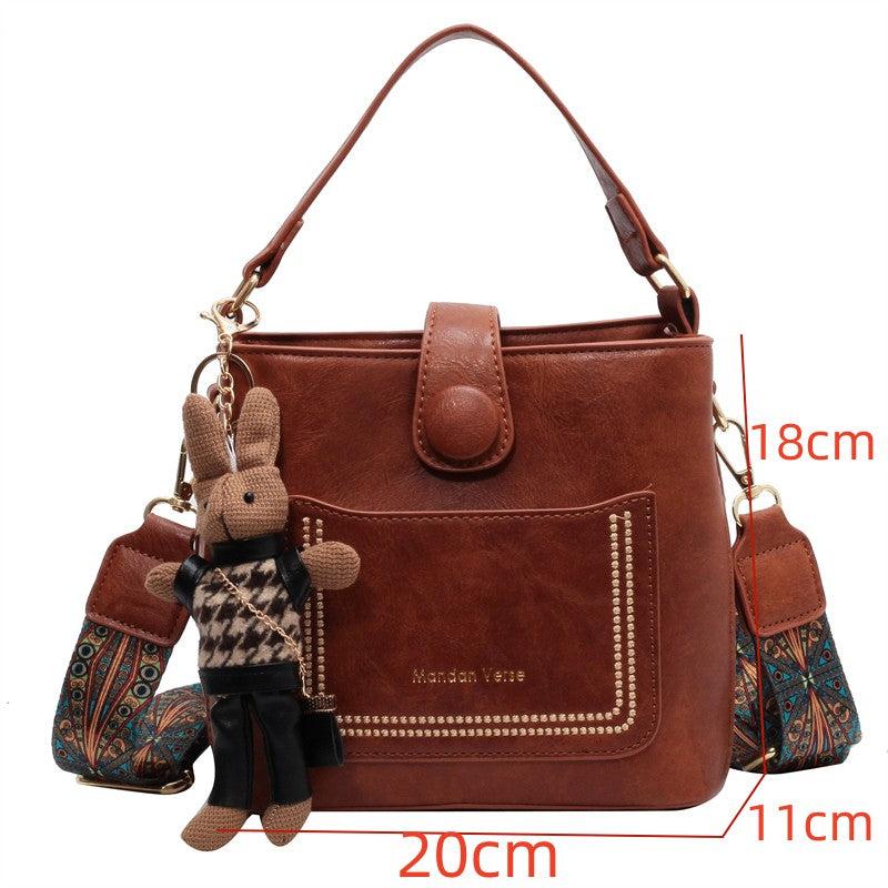 Large Tote Leather Bag - Red Brown
