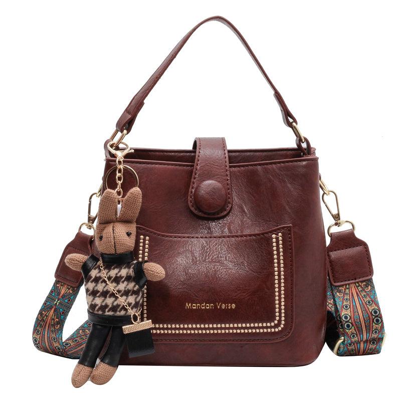 Large Tote Leather Bag - Red Brown
