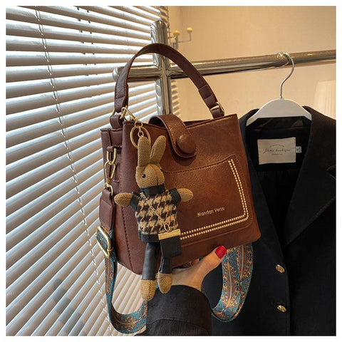 Large Tote Leather Bag - Red Brown