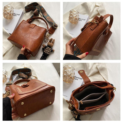 Large Tote Leather Bag - Red Brown