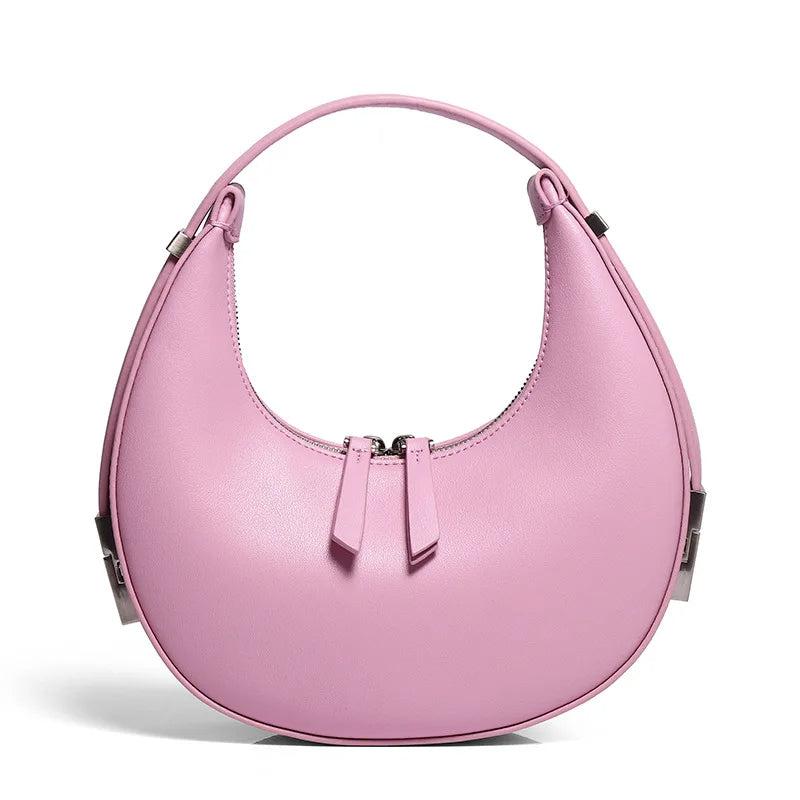 Circle Leather Handbag - Pink