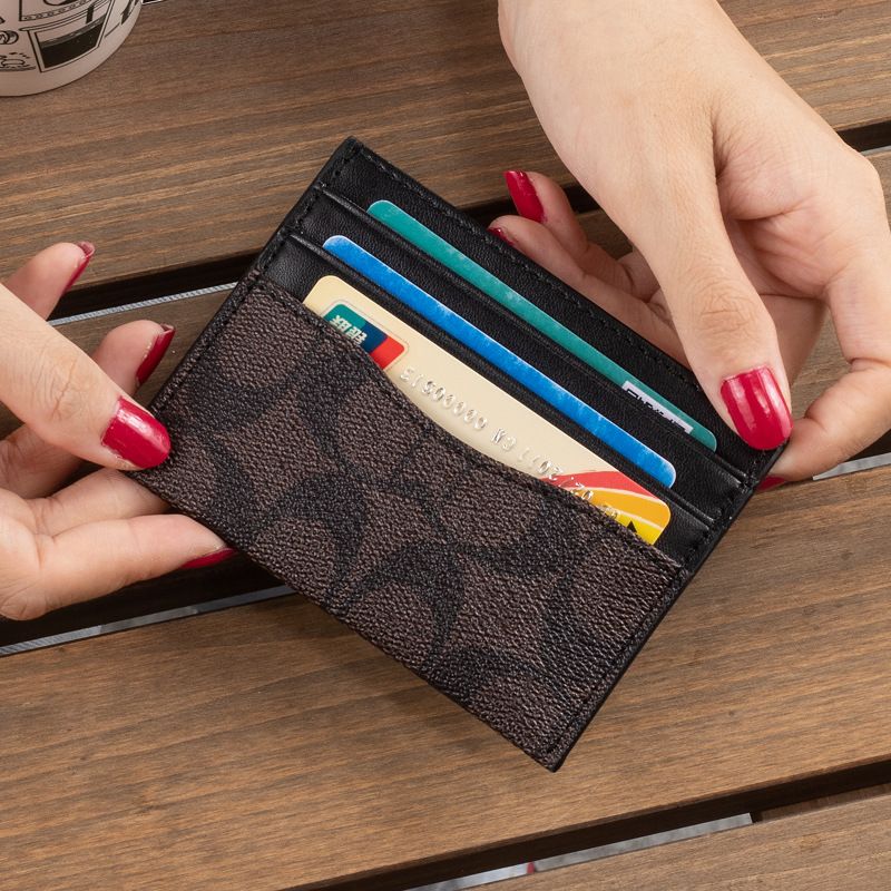 Credit Card Leather Wallet - Beige