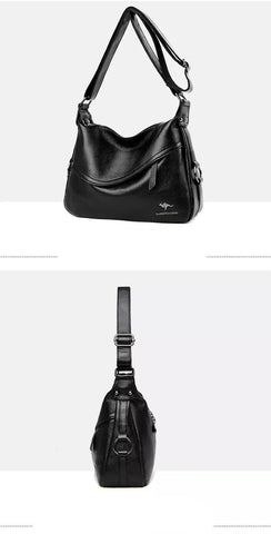 Crossbody bag for women in Flexible leather in Black