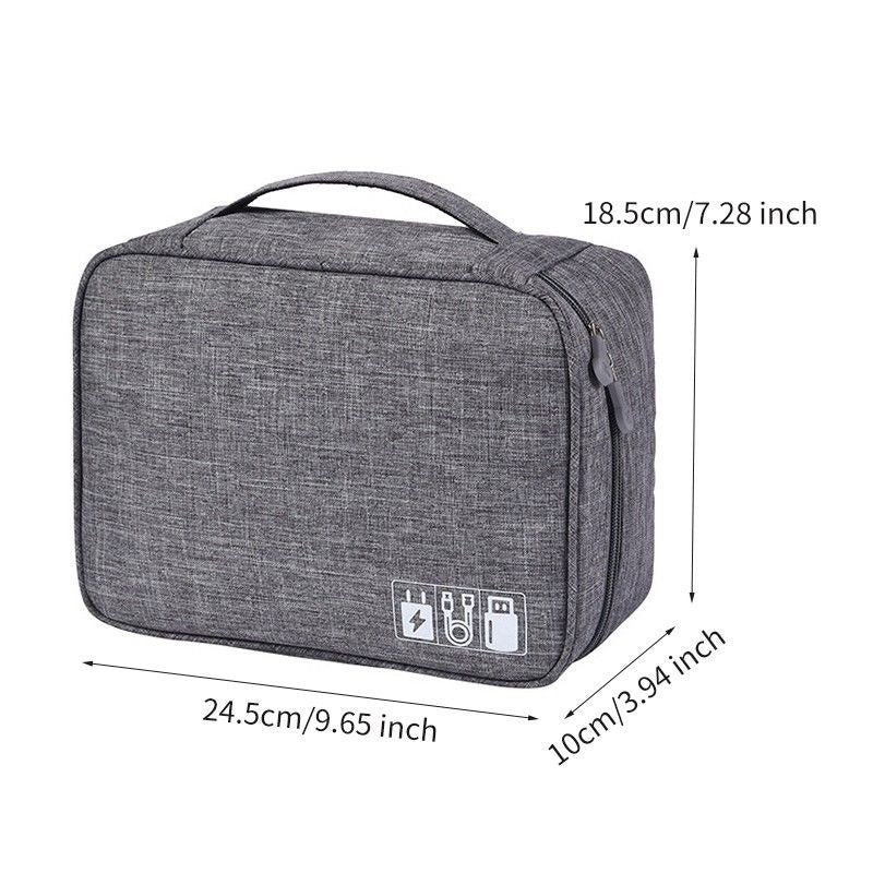 Electronic Accessories Organizer Storage Fabric Bag - Wine red