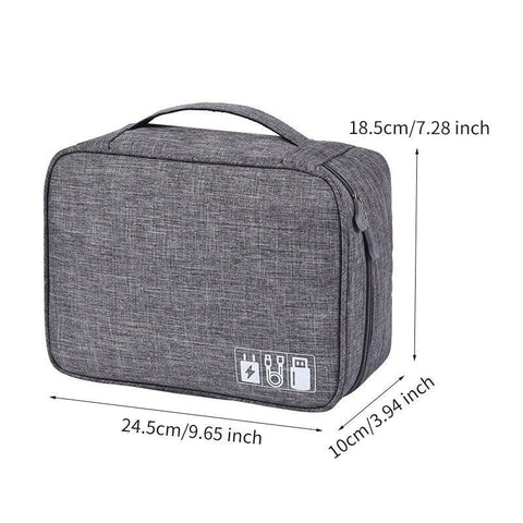 Electronic Accessories Organizer Storage Fabric Bag - Wine red