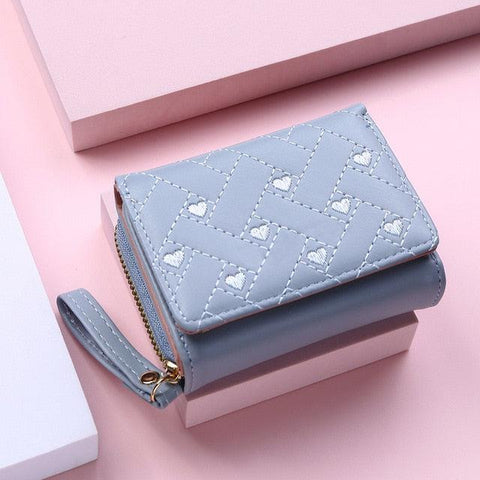 Elegant Women's Foldable Wallet - Light Blue