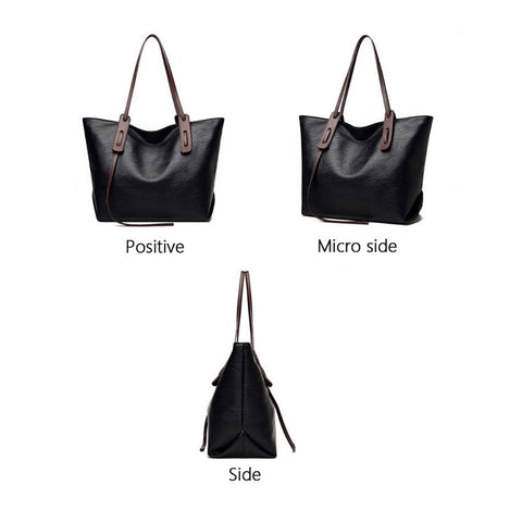 Large Leather Tote Bag - Gray