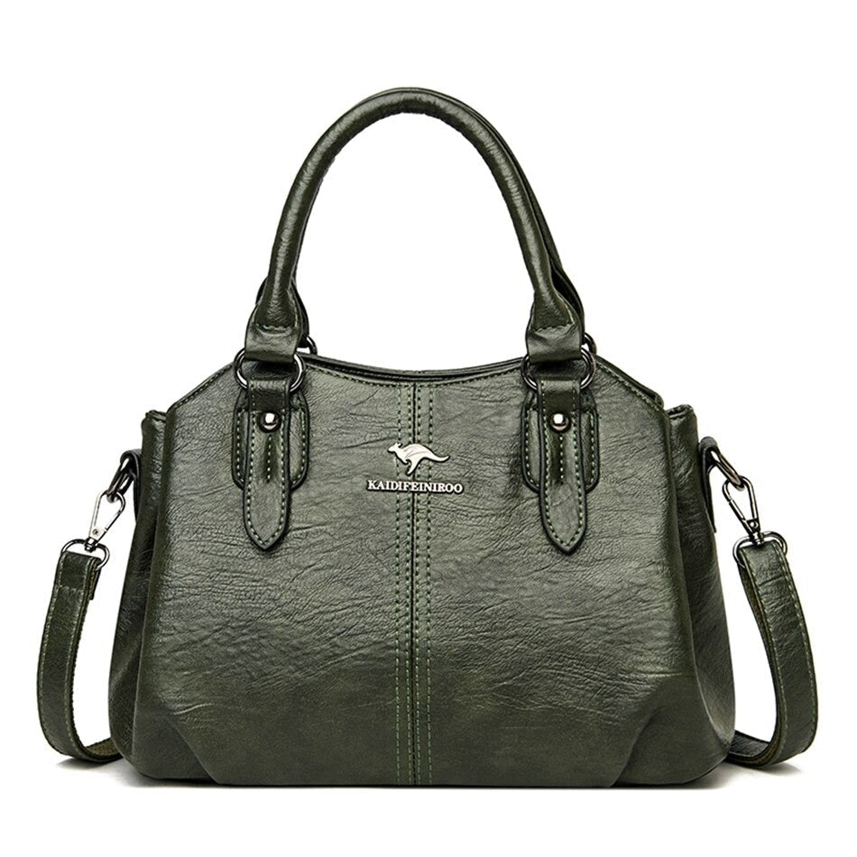Fashionable women's handbag of Flexible leather