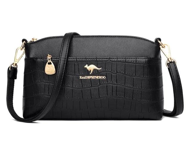 Fashionable women's handbag of flexible leather - Black
