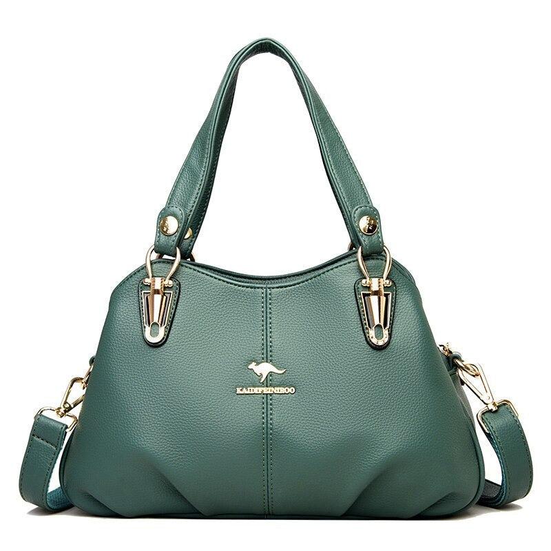 Fashionable women's handbag of flexible leather
