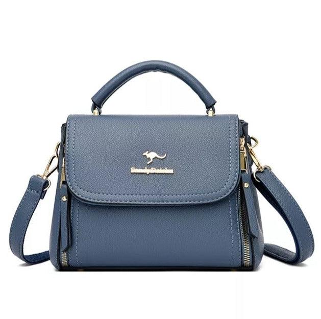 Large Classic Leather Handbag - Blue