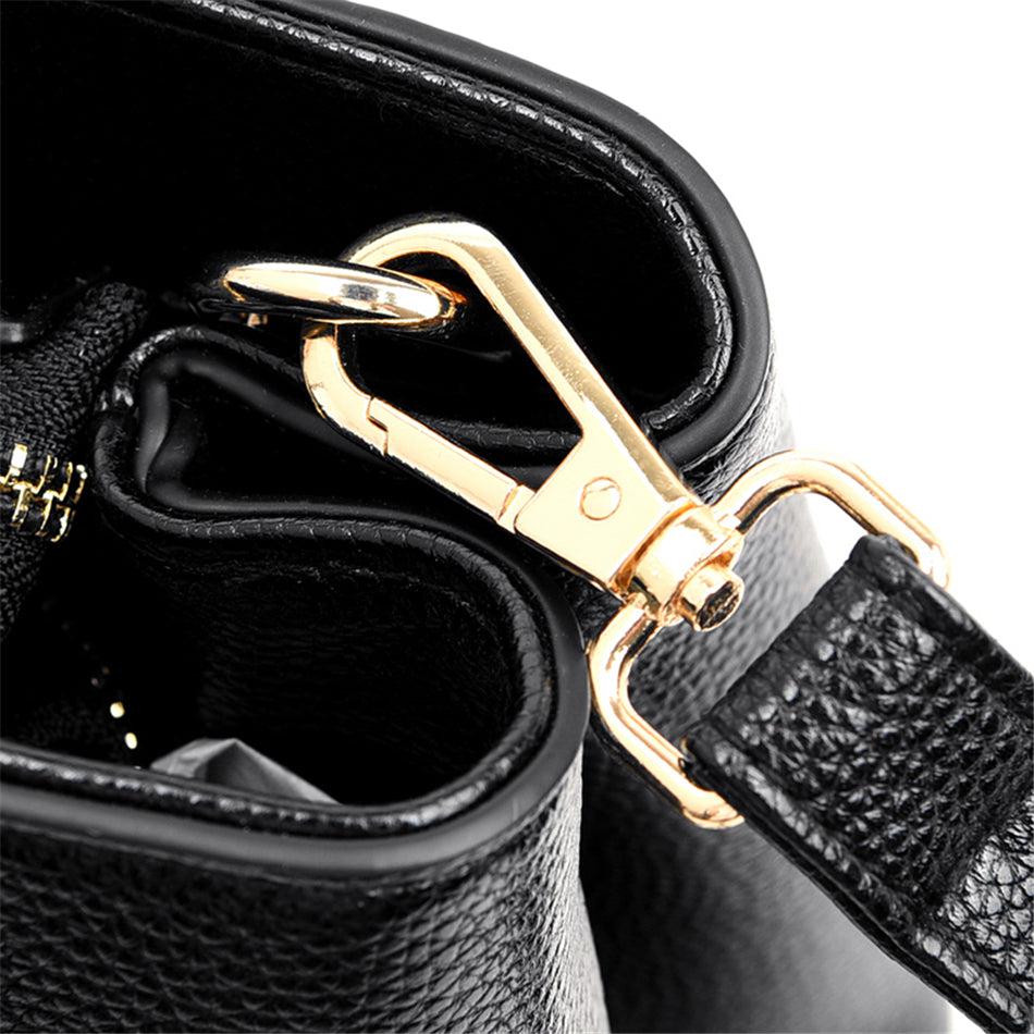 Large Classical Leather Handbag - Beige