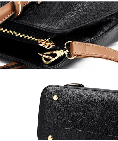 Large Classical Leather Handbag -Black