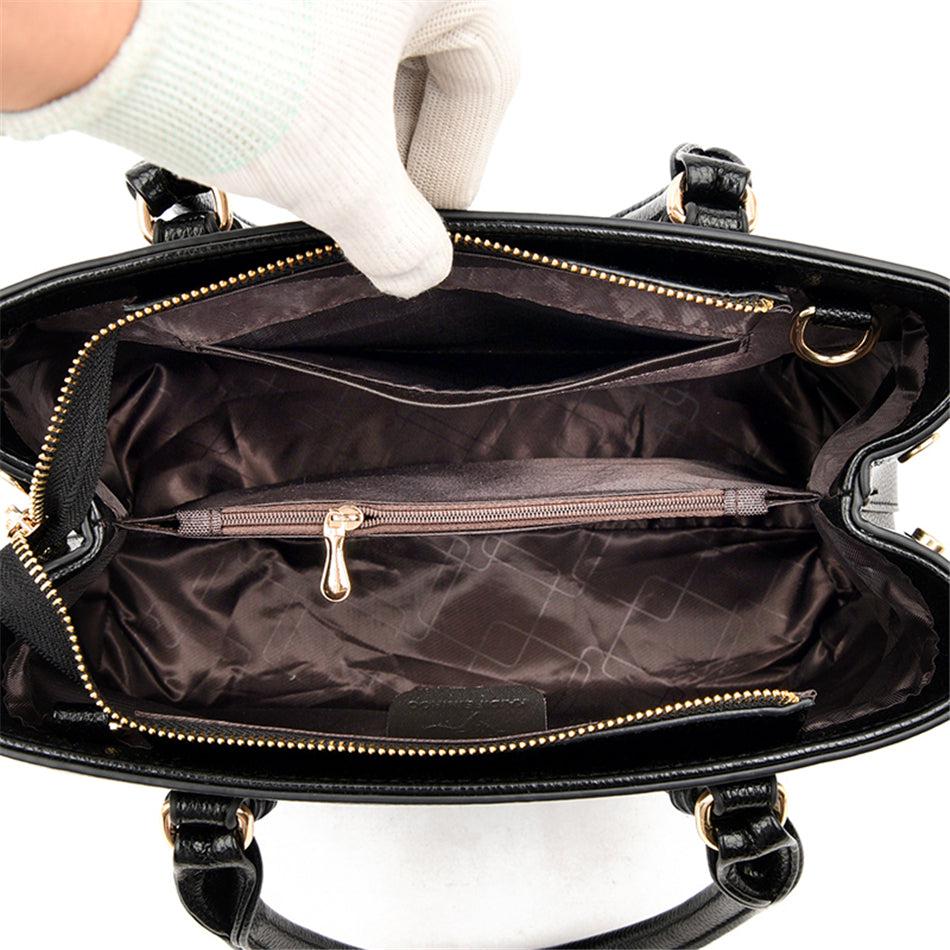 Large Classical Leather Handbag - Black