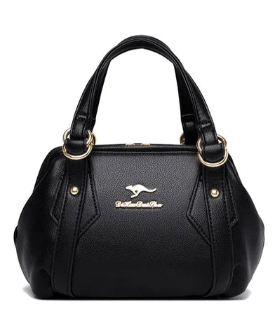 Large Classical Leather Handbag - Black