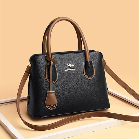 Large Classical Leather Handbag -Black