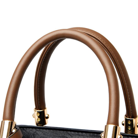 Large Classical Leather Handbag - Camel Brown