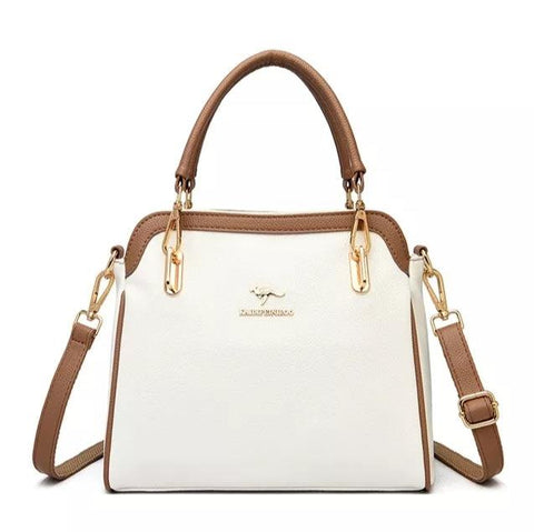 Large Classical Leather Handbag - White