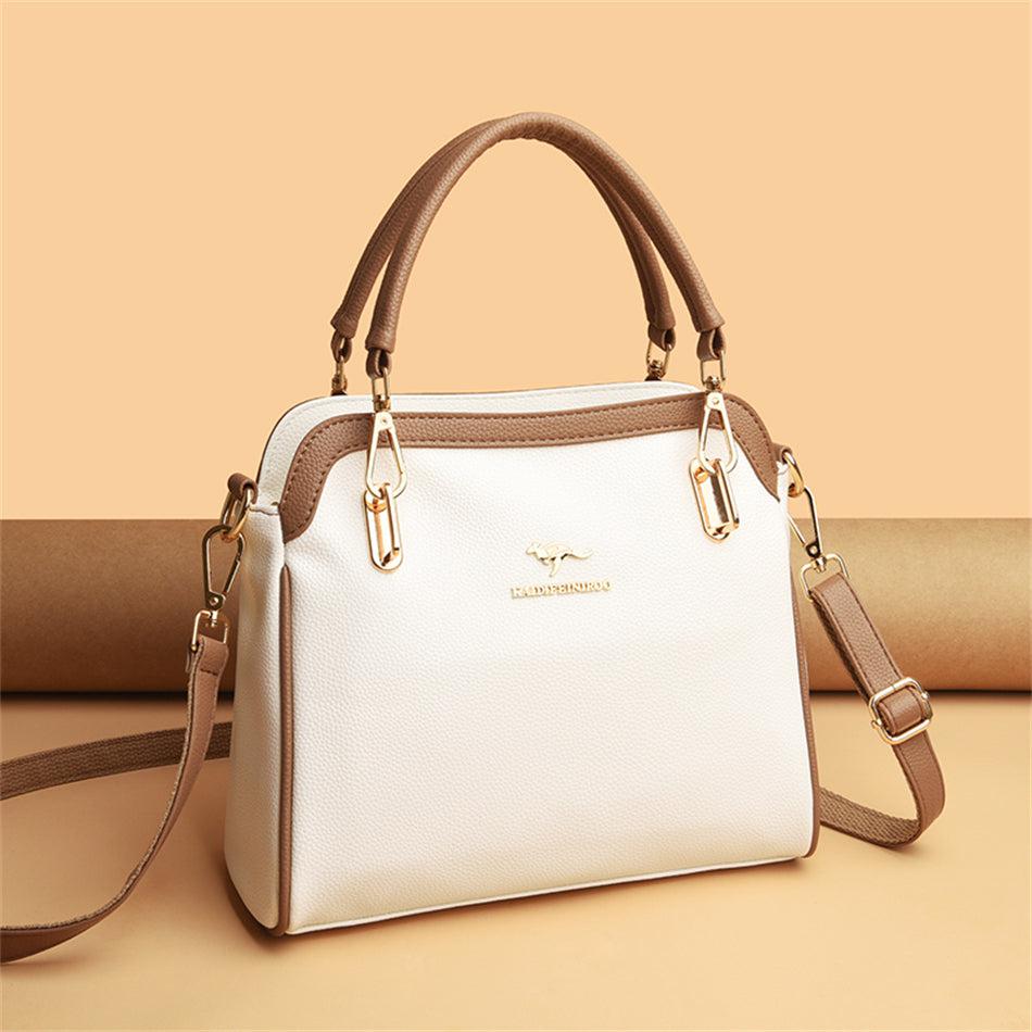 Large Classical Leather Handbag - White