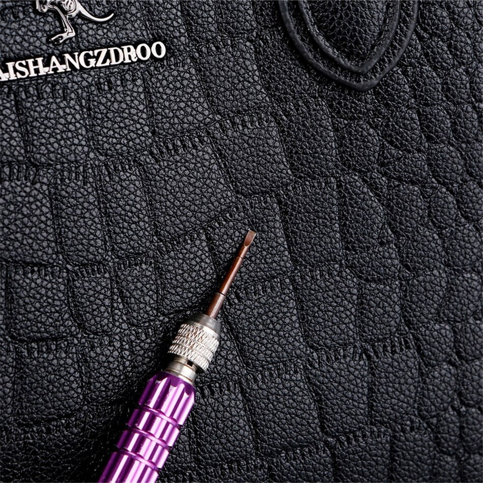 Large Classical Leather Handbag - purple