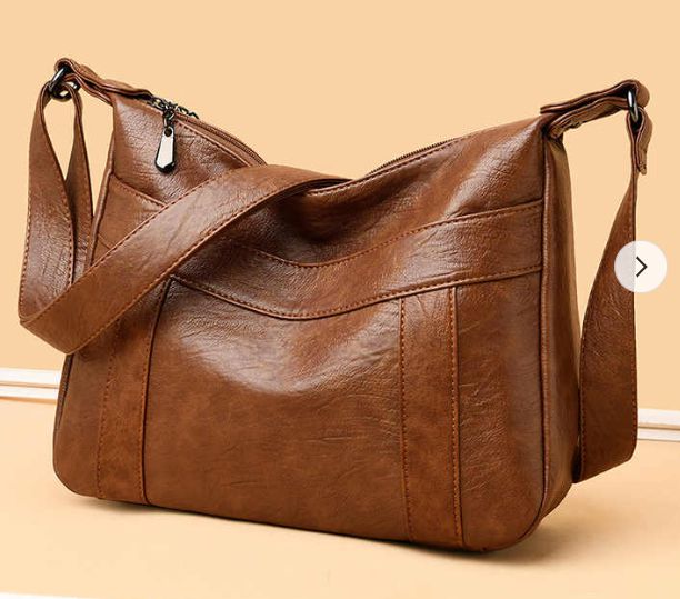Large Crossbody Leather Bag - Camel Brown