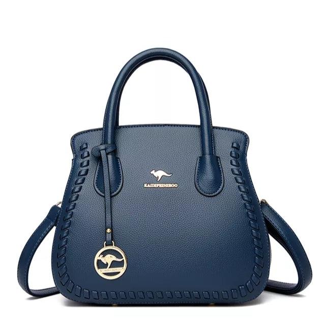 Large Leather Handbag - Blue