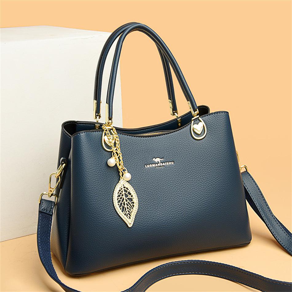 Large Leather Handbag -Blue