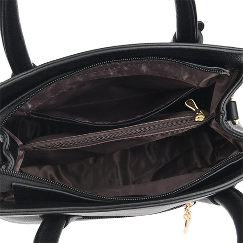 Large Leather Handbag - Gray
