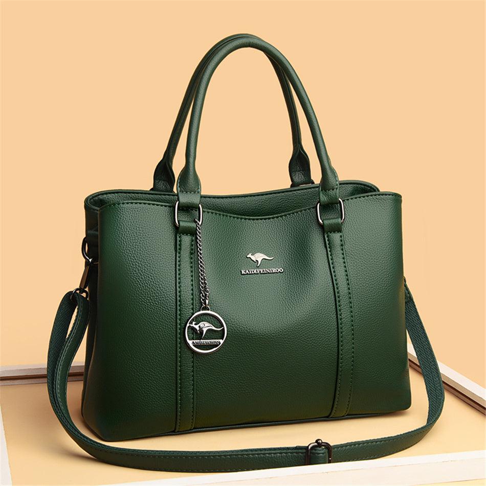 Large Leather Handbag - Green