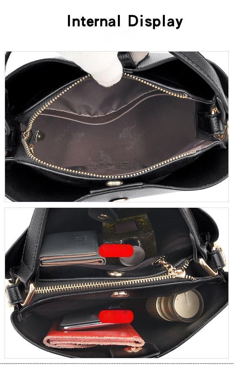 Large Leather Handbag - Grey
