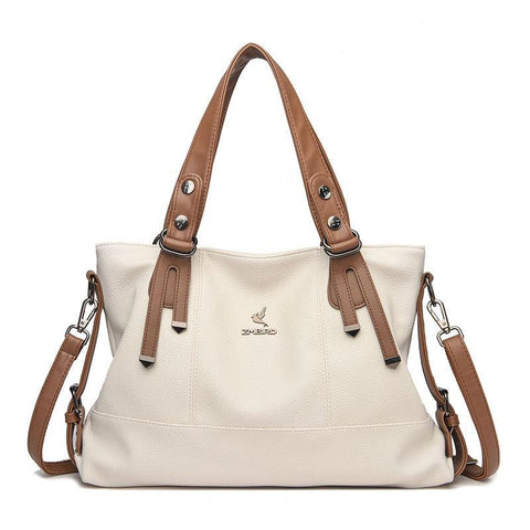 Large Leather Handbag - White