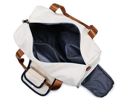 Large Waterproof Fabric Travel Bag With Bottom Separate Storage - Light Biege