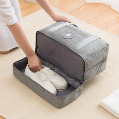 Large Waterproof Fabric Travel Bag With Bottom Seperate Storage - Grey