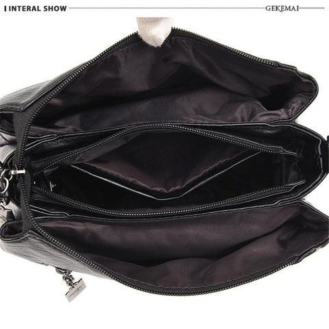Medium Casual Crossbody Leather Bag - Dark Green