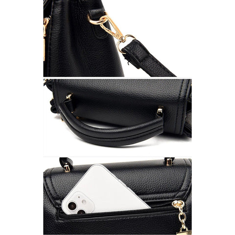 Medium Casual Leather Handbag - Black