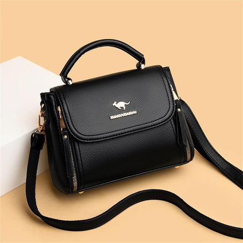 Medium Casual Leather Handbag - Black