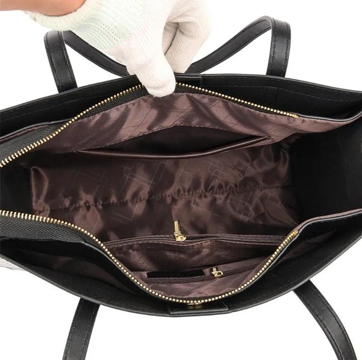 Medium Casual Leather Tote Bag - Black