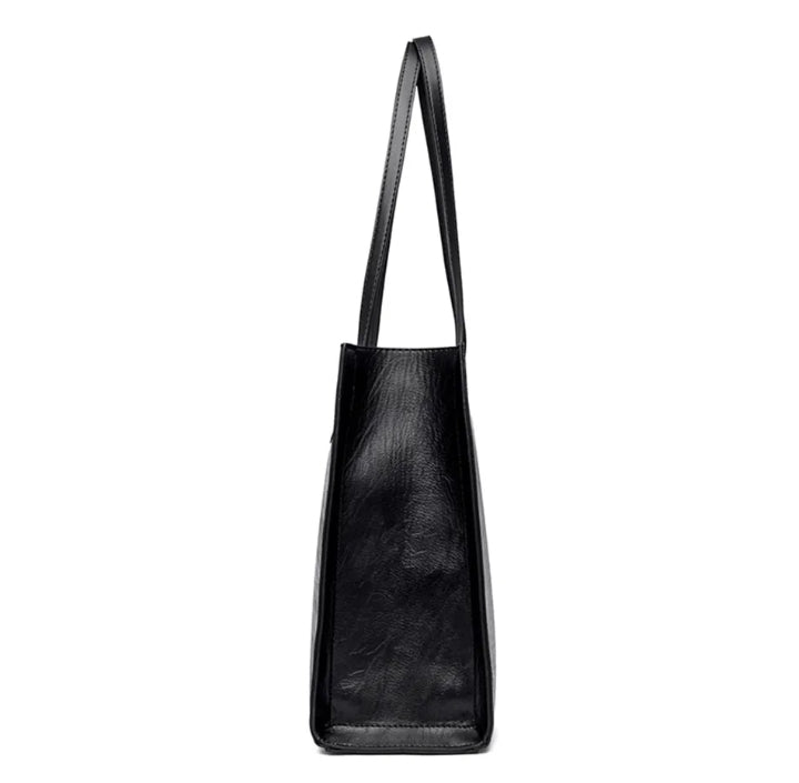 Medium Casual Leather Tote Bag - Black