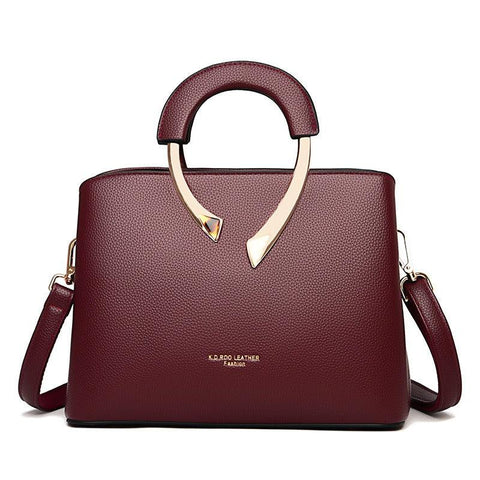 Medium Classical Leather Handbag - Burgundy