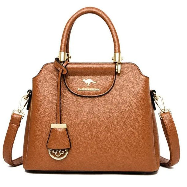 Medium Classical Leather Handbag - Camel Brown
