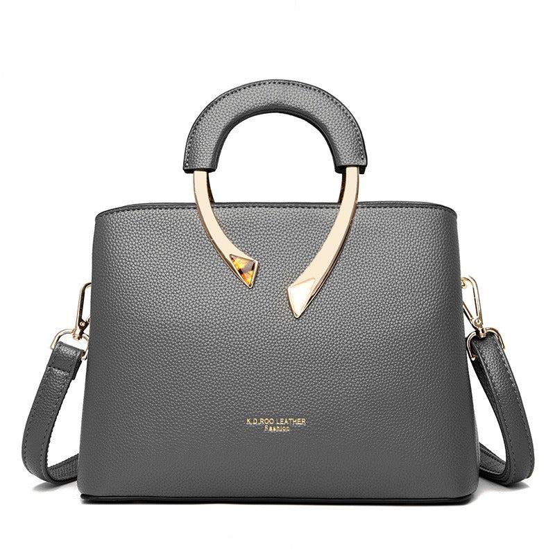 Medium Classical Leather Handbag - Grey
